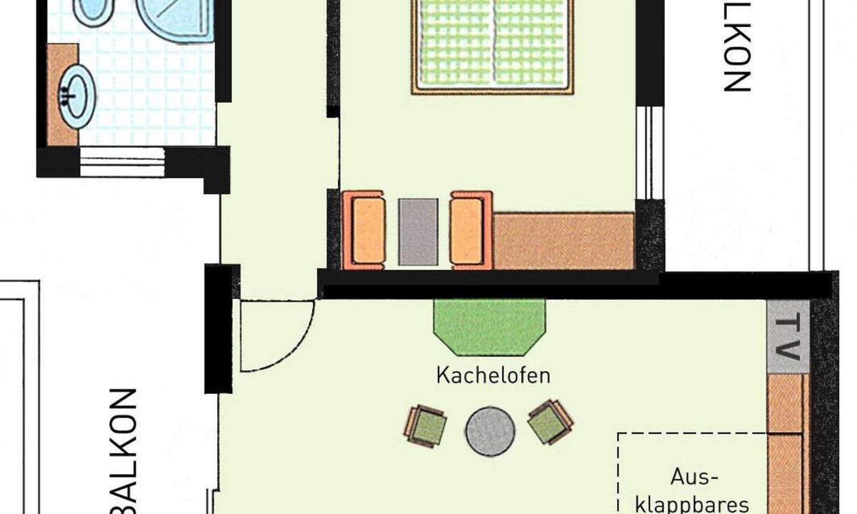 Reit im Winkl Apartment | (11) Two-room apartment 48sqm, shower/WC, extra bedroom, kitchenette, balcony