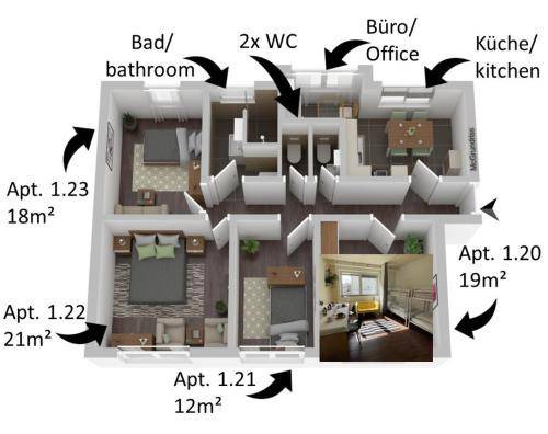 Neu-Ulm Bed & Breakfast | 21 m² Bed and breakfast ∙ 5 guests
