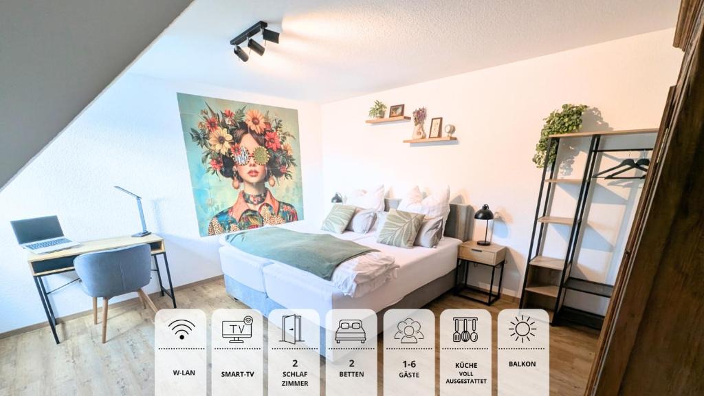 Weingarten Apartment | BasilikaOne, FEWO für bis zu 6 Pers mit 2 Schlafzi, Balkon und Tiefgaragenstellplatz