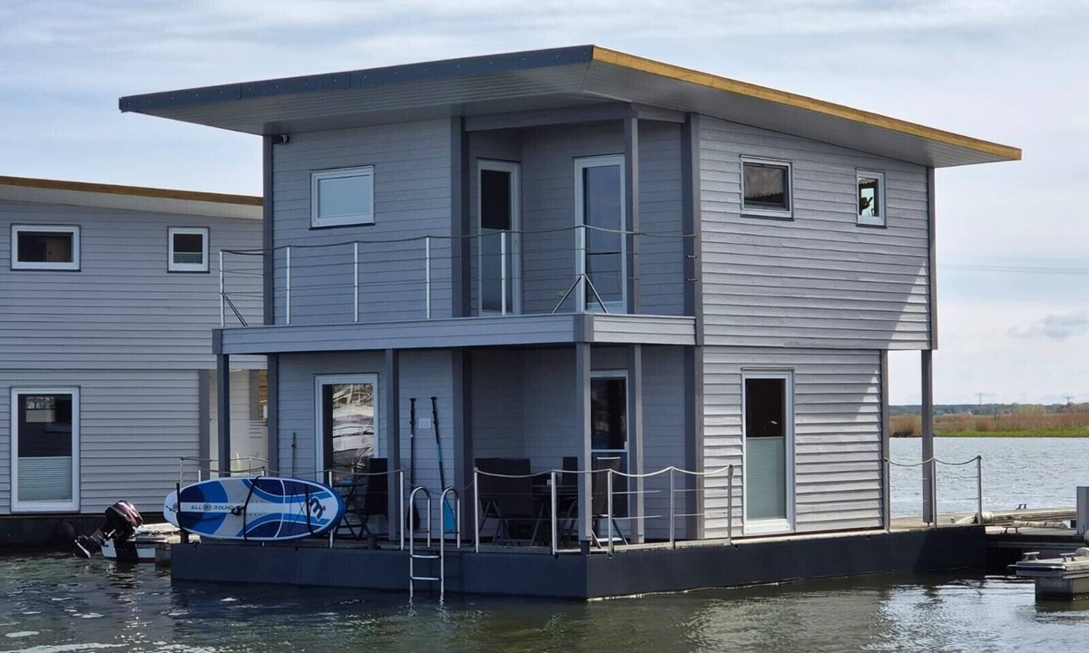 Ostvorpommern Boat Rental | Boat 'Floating House' with Lake View, Private Terrace and Wi-Fi