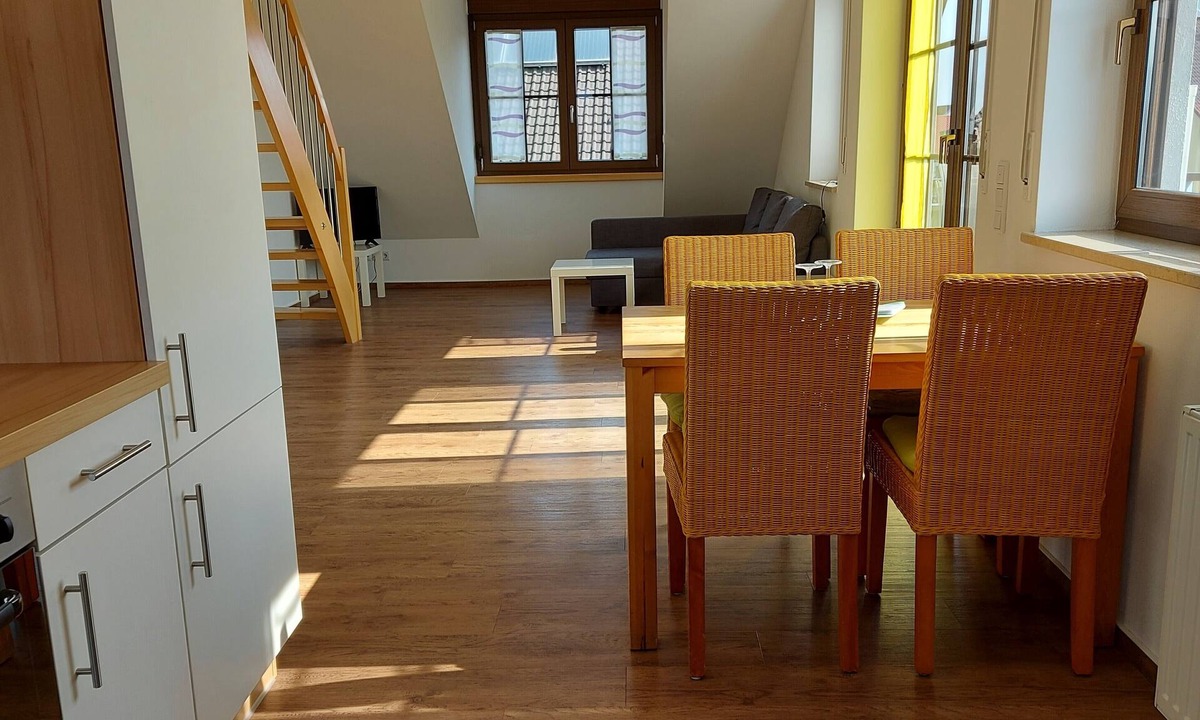 Nordheim a. Main Apartment | Umgebung Volkacher Mainschleife - Modernes Galerie-Appartement mit Balkon & Wohnküche