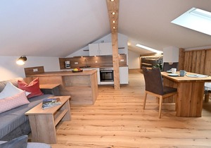 Ferienwohnung Hochalm, 1-2 Personen, 47 qm, Dusche/WC, Südbalkon, TV, separates Schlafzimmer, Nichtraucher, Dachgeschoss
