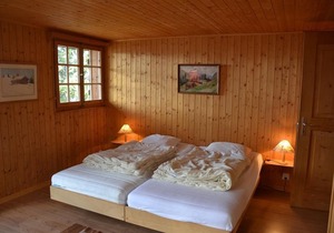 Outside : flat on the ground floor and on the 1rst floor of a chalet, for 8 persons, access from the