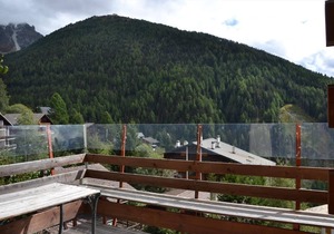 Outside : luxury modern apartment on the ground floor of a chalet, for 6-7 persons, terrace with a b