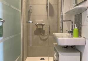 Suite, shower, toilet, balcony - Hotel Schönblick
