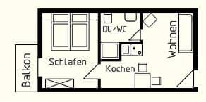 Kirchham Apartment | 38 m² Apartment ∙ 1 bedroom ∙ 3 guests
