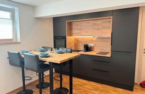 Flintsbach A. Inn Apartment | 1,5-Zimmer, Top ausgestattet, 4 Pers, Souterrain, Self Check-in, Parkplatz, Netflix & Amazon Prime