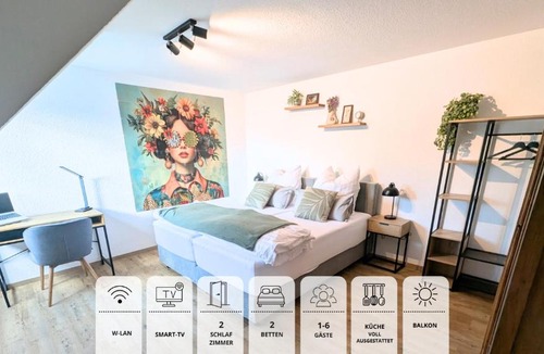 Weingarten Apartment | BasilikaOne, FEWO für bis zu 6 Pers mit 2 Schlafzi, Balkon und Tiefgaragenstellplatz
