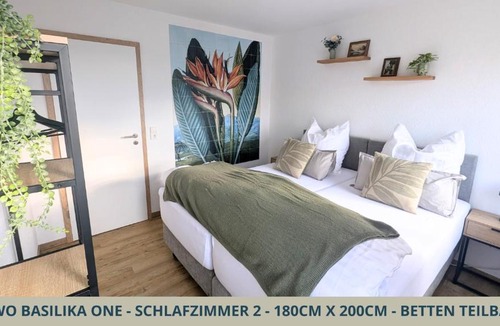 Weingarten Apartment | BasilikaOne, FEWO für bis zu 6 Pers mit 2 Schlafzi, Balkon und Tiefgaragenstellplatz