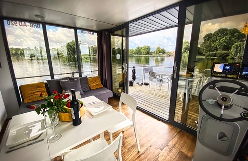Ostorf Boat Rental | Boat 'Cosy Hannah Führerscheinfrei' with Private Terrace