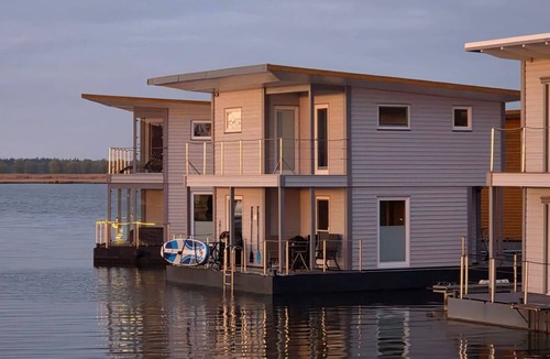 Ostvorpommern Boat Rental | Boat 'Floating House' with Lake View, Private Terrace and Wi-Fi