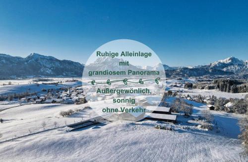 Rieden am Forggensee Apartment | Chalet - Ferienwohnungen - Biohof Stöger - Panoramasüdbalkon - grandiose Aussicht auf See, Berge und Schloss Neuschwanstein