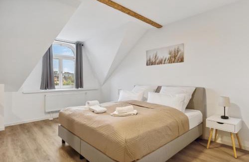 Hof Apartment | EasyApartments stilvoll zentral Balkon Hauptbahnhof NETFLIX 130m2