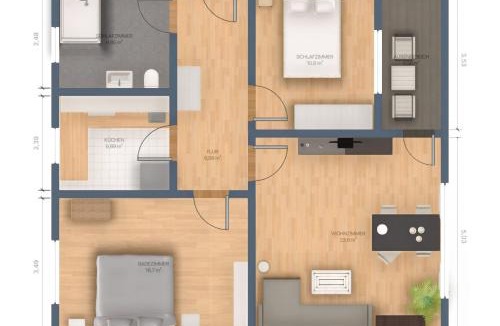 Meppen Apartment | EcoCube 141 - Terrasse, 3Zimmer, Waschmaschine, Backofen, 5Pers