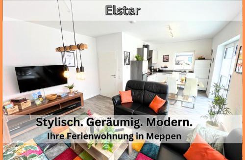 Apeldorn House | Ferienhaus "Elstar" Meppen Ebenerdig Carport Terrasse Neubau NETFLIX Free WIFI 2 Schlafzimmer Küche