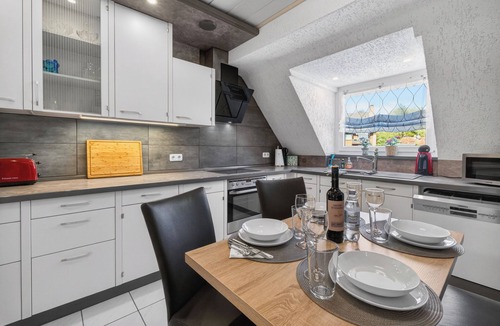 Frohnhausen Apartment | FeWo Galliet 2: 77sqm, 12sqm roof terrace, 2 BR, quiet & close to trade fair