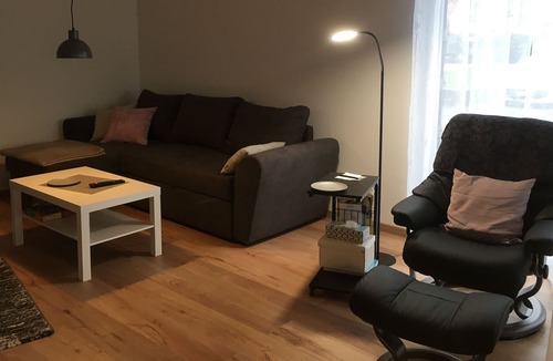 Bad Konigshofen Apartment | Ground-floor, disabled-friendly vacation apartment with small terrace, adjoining sunbathing lawn and lockable bicycle storage room