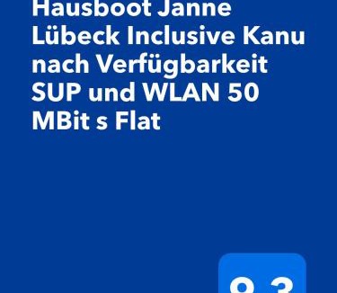 Luebeck Boat Rental | Hausboot Janne Lübeck Inclusive Kanu nach Verfügbarkeit SUP und WLAN 50 MBit s Flat