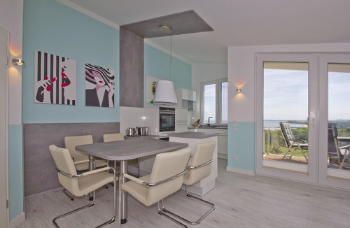 Gohren Apartment | Meeresblick Residenzen FeWo 67 deluxe: Balkon, Meerblick, Sauna- u. Schwimmbadnutzung