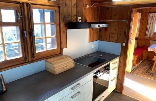 St. Luc Ski Chalet | Outside: three-storey chalet above Saint-Luc, for 7 persons, terrace and balcony with garden furnitu