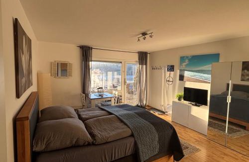 Neuravensburg Apartment | Panorama-Haus Appartment PFÄNDER - Bergblick, Badezimmer, Kitchenette, eigene Sonnenterrasse