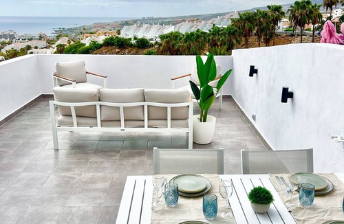 San Eugenio Apartment | Tenerife South 180 degree sea view terrace & sunset. Fully equipped