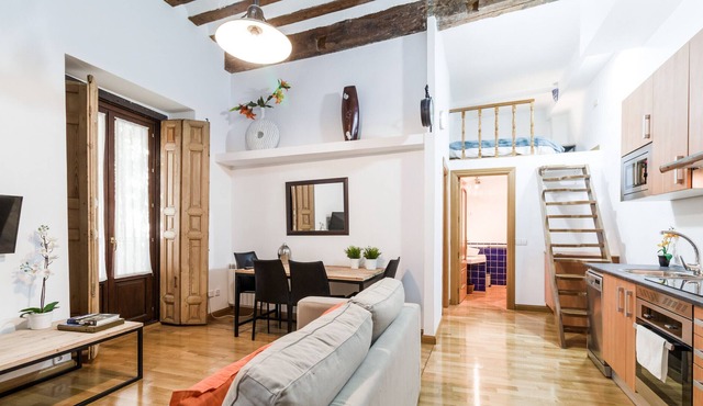 Amazing ground floor for 6 with AC and internet located in Madrid city center!