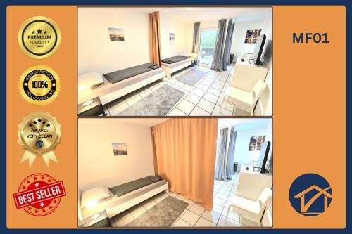 Apartment mit 2 Einzelbetten, Terrasse, Parkplatz, WLAN, voll ausgestattet - Monteurwohnung MF01