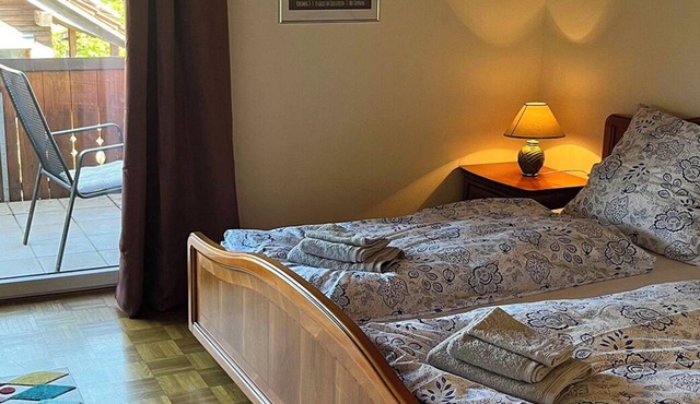 Cozy one-room apartment with a large balcony and mountain views in the Alpine foothills