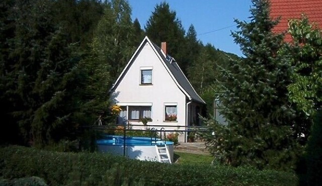 Cozy vacation home with an outdoor pool in a peaceful location by the forest