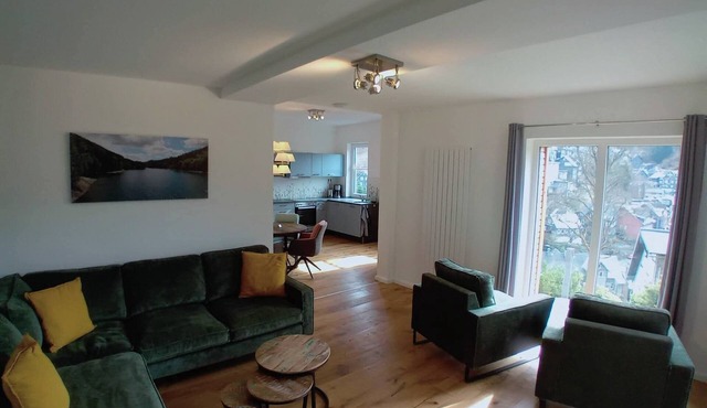 Luxury apartment in the glass town of Lauscha with terrace, beautiful nature & mountain views