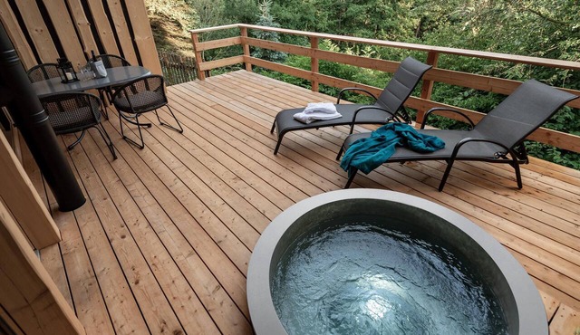 Luxury chalet with a sauna, hot tub, and fireplace