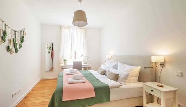 Modern Historic 2BR: Work-Ready & Balcony