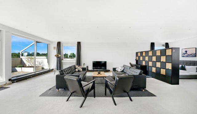Penthouse 232QM, 12 Personen, Whirlpool, Terrasse, Parkplatz 25min bis Düsseldorf Messe