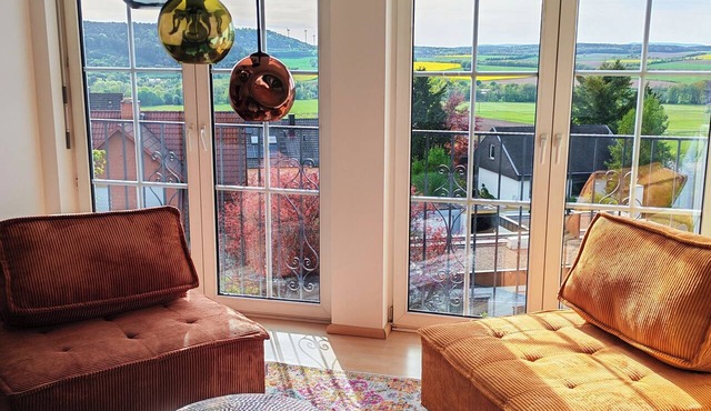 Private accommodation with a stunning view of the Rhön Mountains for 4 people