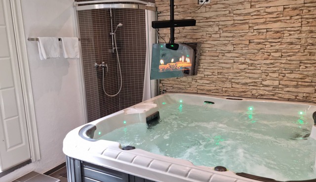 Private Spa, Sauna, and Hot Tub at the Seeshaupt Wellness Apartment