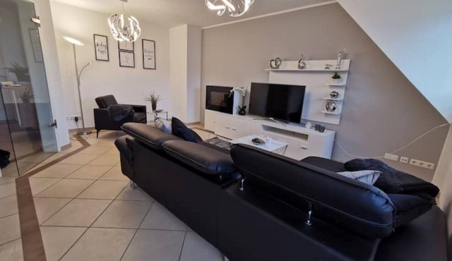The modern Welness apartment is located in Bad Essen with a view of the Wiehengebirge mountains.