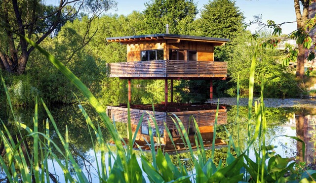 Tiny house over the pond with fireplace - last minute