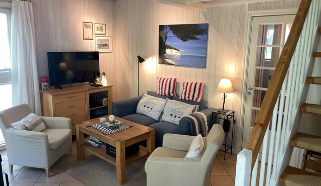 Vacation Home "Traum 268" in Baabe. Child-friendly amenities. A Soothing Wellness Shower & Sauna. Sun terrace with lounge chairs for relaxing vacation moments. Pets are welcome