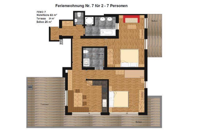 83 m² Apartment ∙ 2 bedrooms ∙ 7 guests