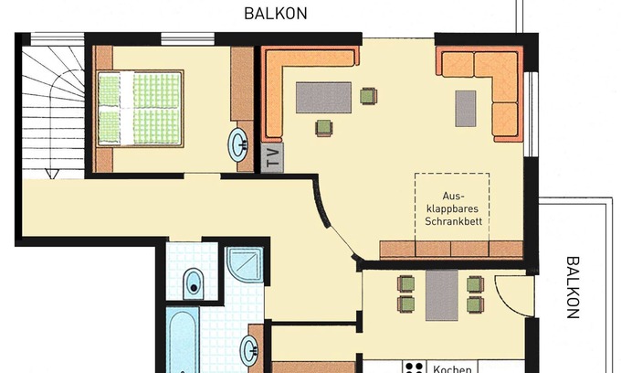 Reit im Winkl Apartment | (02) Two-room vacation apartment 71sqm, bathroom/WC, extra bedroom, kitchen, balcony