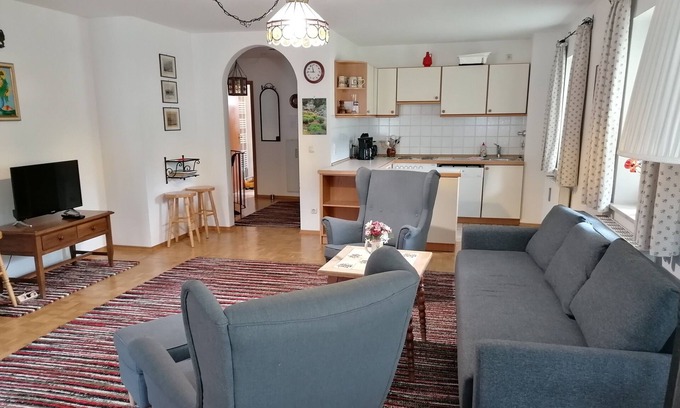 Unterwoessen Apartment | Ferienwohnung Nr. 06, 92 m², 2-6 Personen, 2 Schlafzimmer, Wohnküche, Kabel-TV, Terrasse