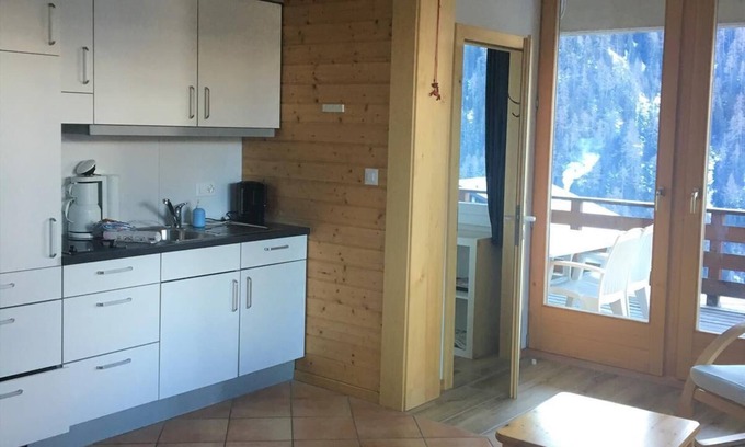 Saint-Luc Apartment | Outside : luxury modern Apartment on the ground floor of a chalet, for 4 persons, balcony-terrace, b